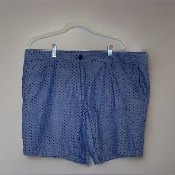 Talbots Shorts Womens 16 Girlfriend Chino Bermuda Shorts Blue Polka Dots Pockets - Picture 1 of 8